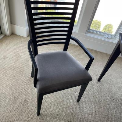 Unique black dining room table w/ six chairs