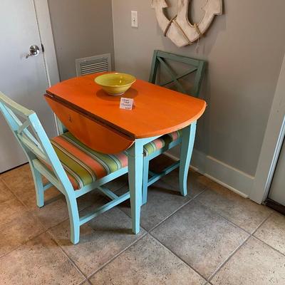Cute drop leaf kitchen table w/ two chairs set