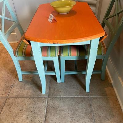 Cute drop leaf kitchen table w/ two chairs set
