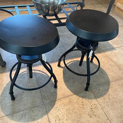 Pair steampunk farmhouse barstools