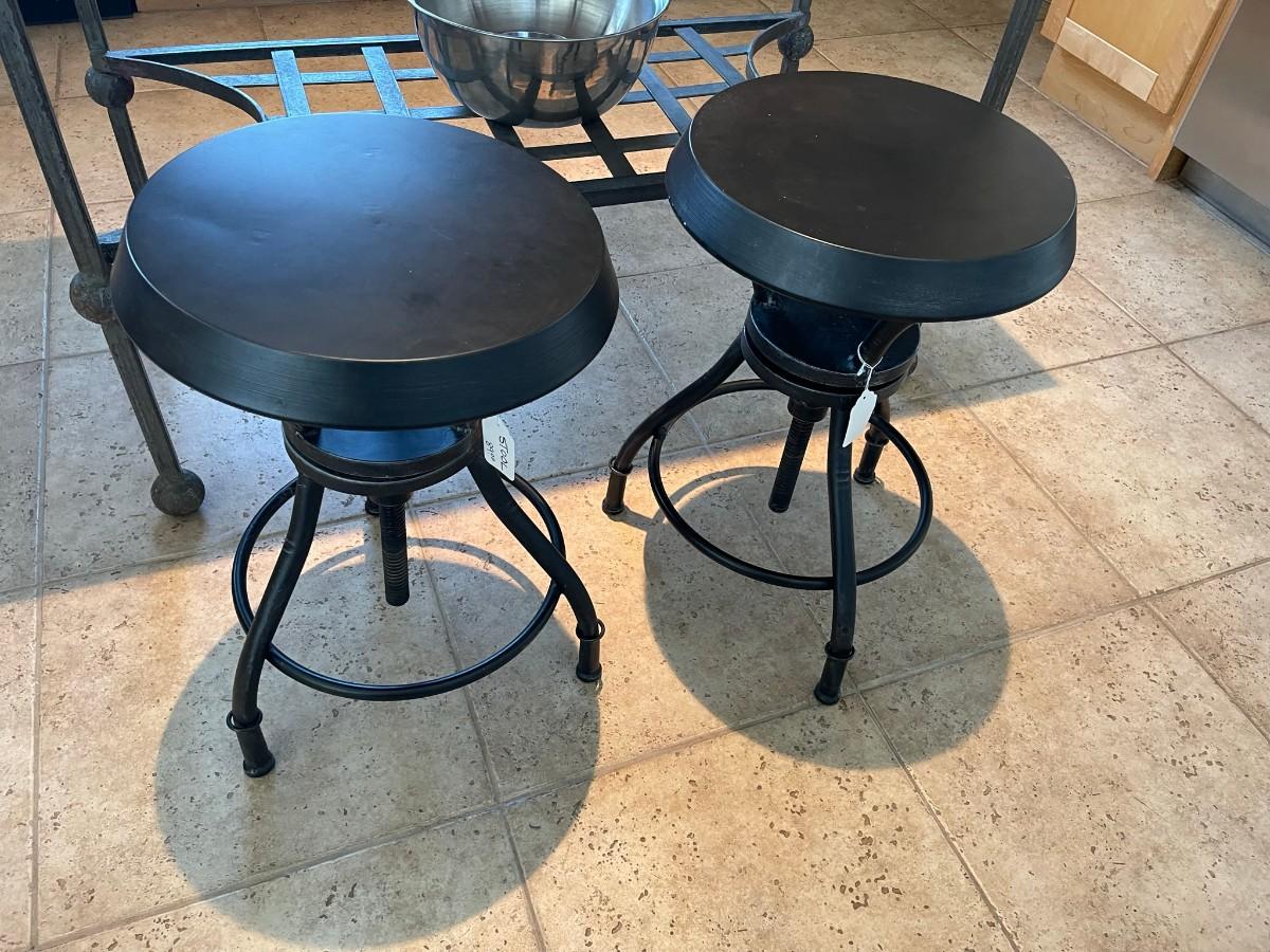 Pair steampunk farmhouse barstools