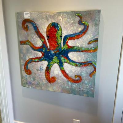 Oil on canvas Octopus wall art signed painting