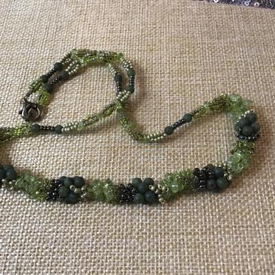 Green Glass Beaded Necklace