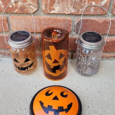 Halloween Solar & Battery Operated Twinkle Jars & Candle, and Push Light Jack o Lantern Light