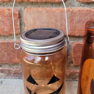 Halloween Solar & Battery Operated Twinkle Jars & Candle, and Push Light Jack o Lantern Light