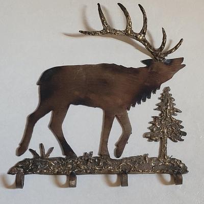 Vintage Metal Elk with Hooks