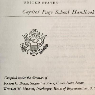 United States Capitol Page School Booklet - Autographed by Thurston Morton, Senator