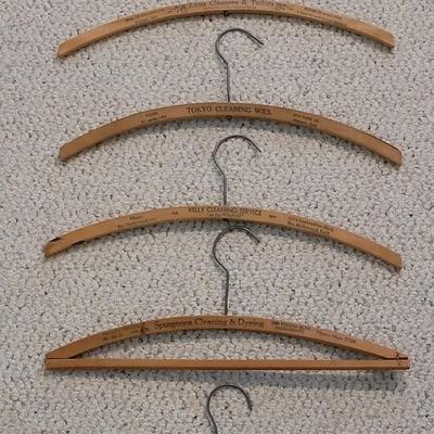 Vintage Wood Hangers with Advertisements
