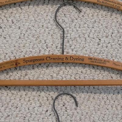 Vintage Wood Hangers with Advertisements