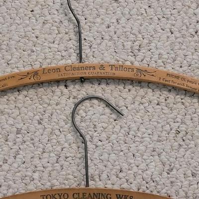 Vintage Wood Hangers with Advertisements