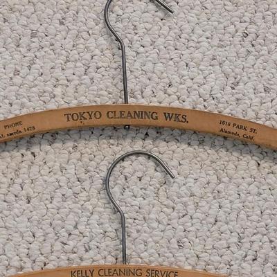 Vintage Wood Hangers with Advertisements
