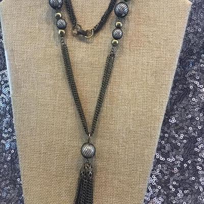 Tassel Metal Wrapped Beaded Necklace