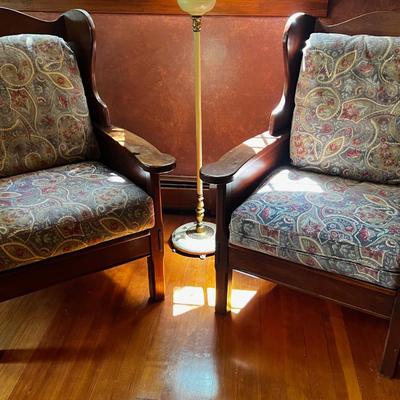 Pair of TELL City Armed Chairs, Wood 