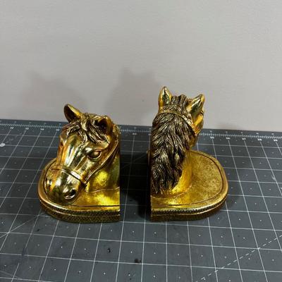 Gold Leaf Horse Book Ends. 