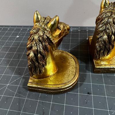 Gold Leaf Horse Book Ends. 