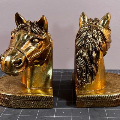 Gold Leaf Horse Book Ends. 