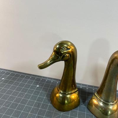 2 Pair Solid Brass Goose Book Ends