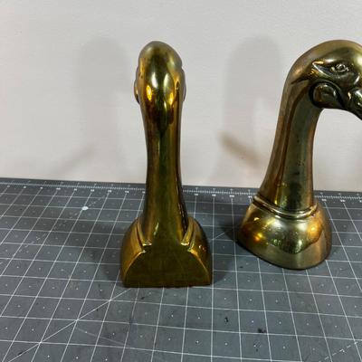 2 Pair Solid Brass Goose Book Ends