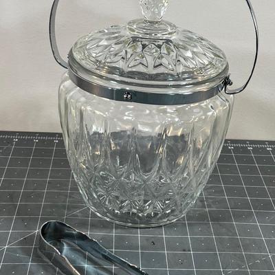 Pressed Glass Ice Bucket 