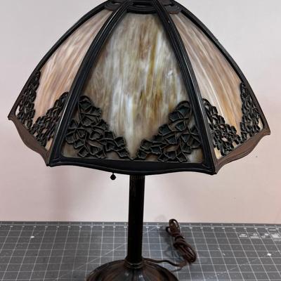 Slag Glass Metal Tiffany style Lamp