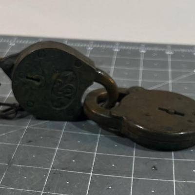 2 Antique Brass Locks 