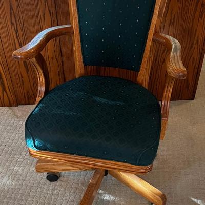 Oak & Green Office Chair, Rolls 