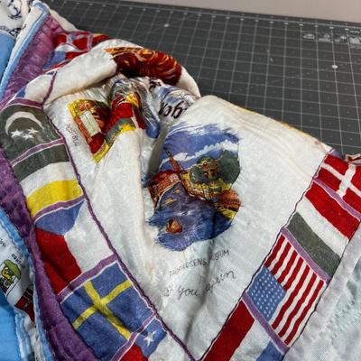 Quilt made from European Silk Scarfs, Hand Crafted