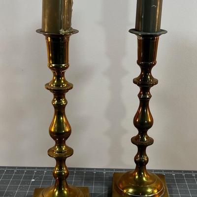 2 Brass Candle Sticks - non-matching