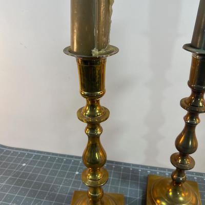 2 Brass Candle Sticks - non-matching