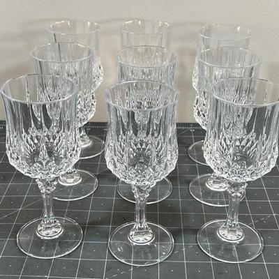 (9) Cut Crystal Wine Glasses, Very Fancy