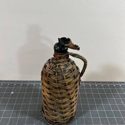 Antique Wicker Wrapped Bottle 