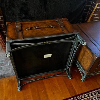 2 Leather End table With Iron Base