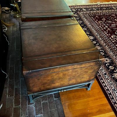2 Leather End table With Iron Base