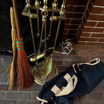 Fire Place Tool set with Log Tote and Brooms