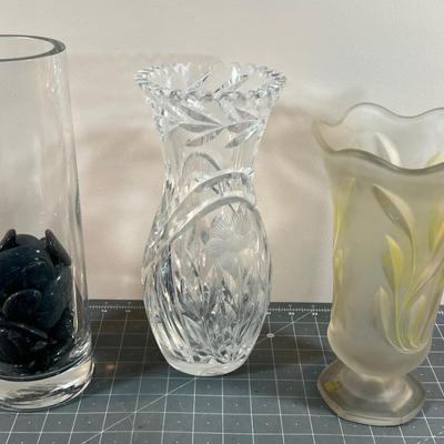 3 Glass & Crystal Vases