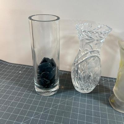 3 Glass & Crystal Vases
