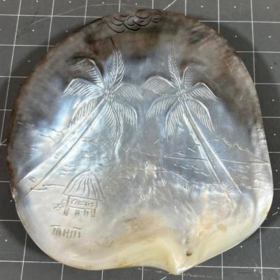 Carved Shell Dresser Dish from Tahiti