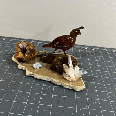 Crystal, Rock Quail Diorama Wood