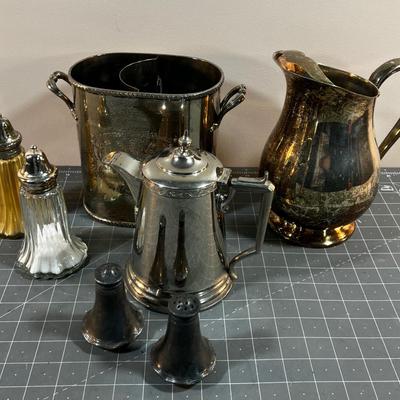 Silver Plated Items; S & P Coffee Pot, ice Bucket