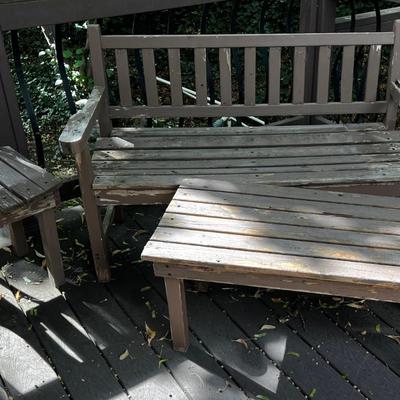 Bench and 2 Small Tables For Outdoors, RUSTIC