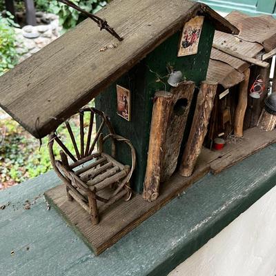 BIRD HOUSE AND YARD ART DIORAMA - MOON SHINE STILL 