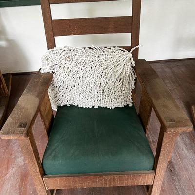 Antique Arts and Craft Mission Rocker, White Pillow Included