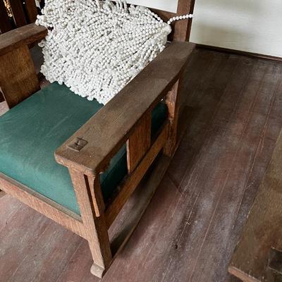 Antique Arts and Craft Mission Rocker, White Pillow Included