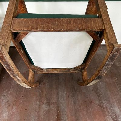Antique Arts and Craft Mission Rocker, White Pillow Included