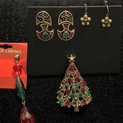 Xmas brooch & earrings