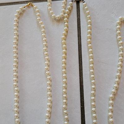 Varying Lengths Pearl Necklaces - Most with Box Clasps