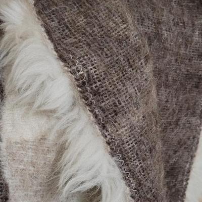 Tribal Animal Poncho with Real Fur Trim
