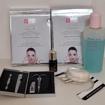 Collagen Masks, Estee Lauder Night Repair, Nail Kit, Purifying Freshner and Makeup Sponges