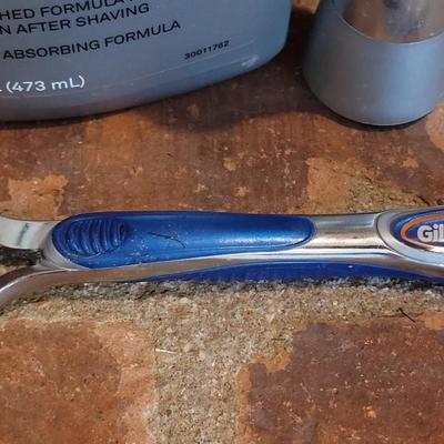 Shaving Brush, Shave Lotion and Razor Handle