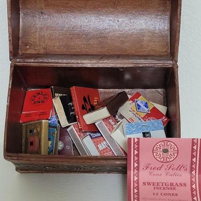 Decorative Box filled with Match Collection and Incense Cones